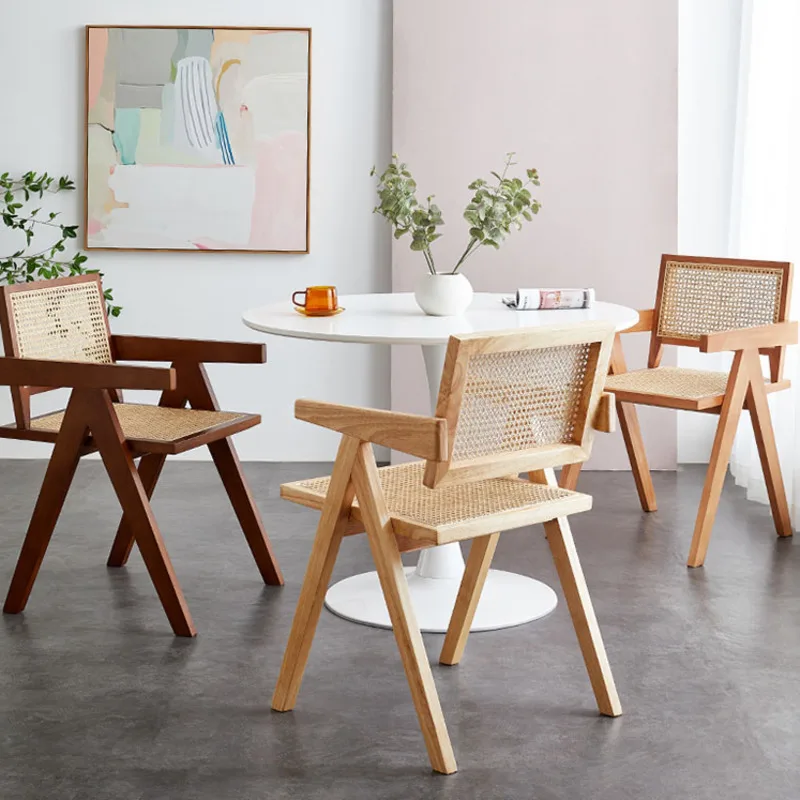 S Comfortable And Spacious Dining Chair Vintage Solid Wood Living Room Chairs Armrest Backrest Lounge Chair