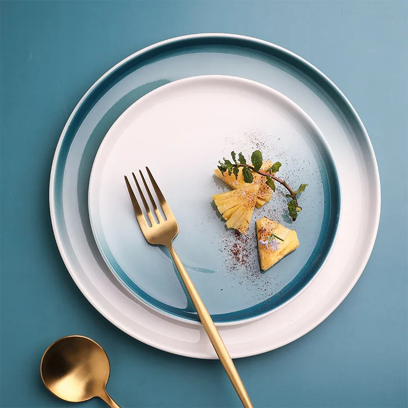 Керамические обеденные тарелки с градиентом в скандинавском стиле для стейков