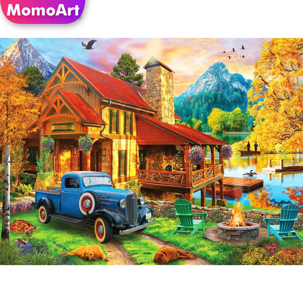 MomoArt 5D Полный Круглый Квадратный Набор Для Алмазной Живописи Пейзаж Деревня