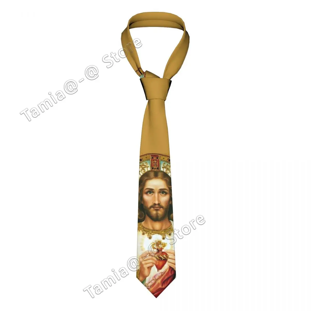 

Christian God Bless Unisex Neckties Skinny Polyester 8 cm Jesus Christ Sacred Heart Neck Tie for Men Cravat Wedding Accessories