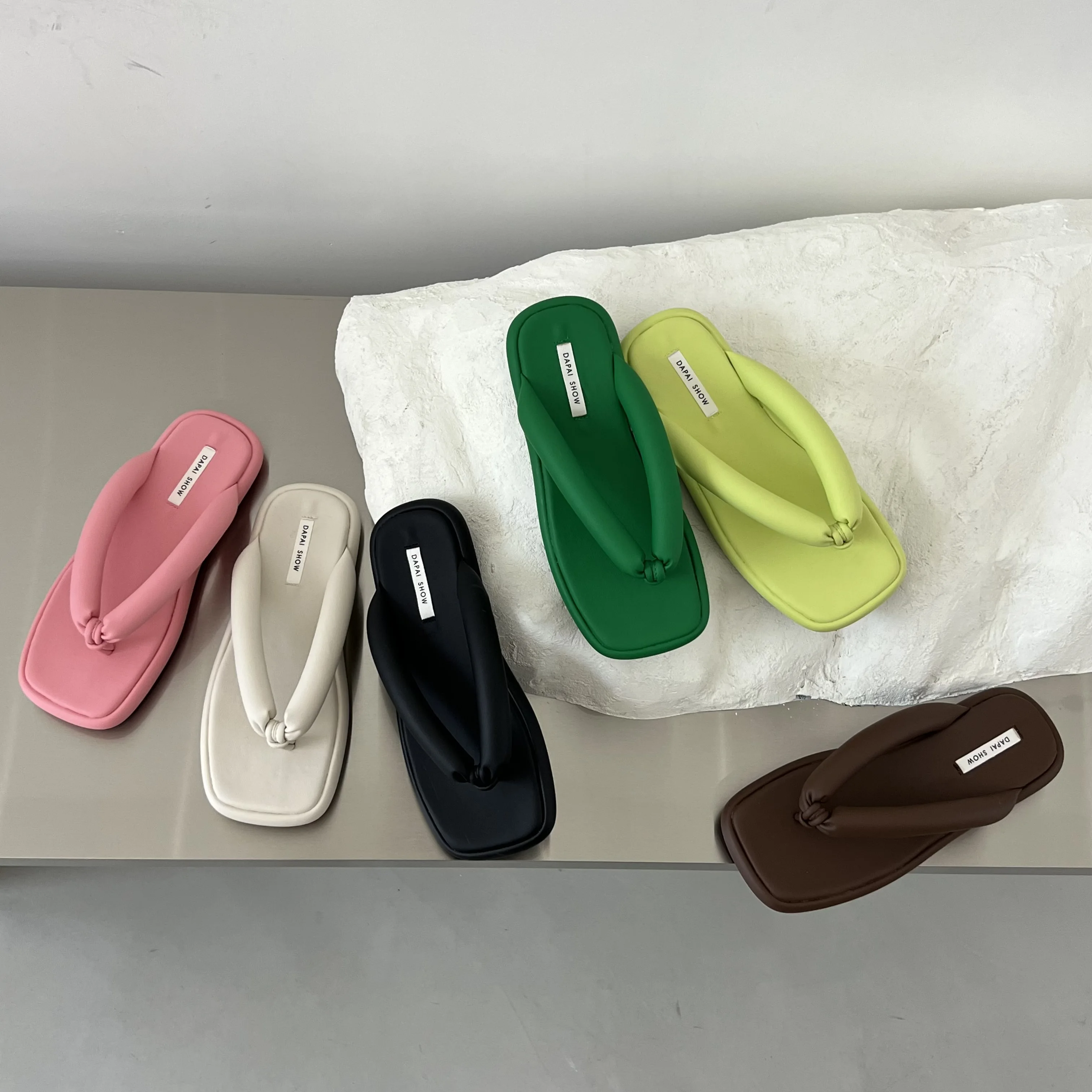 

Bailamos Summer Flip Flop Fashion Candy Colorful Slides Low Platform Sandals Heel Ladies Outdoor Beach Slipper Slip On Shoes Muj