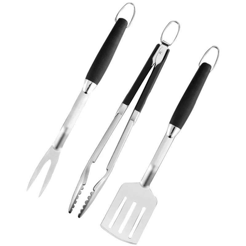 

3Pcs Stainless Steel Grill Accessories Tools Barbecue Fork Tongs Spatula Portable Multifunction BBQ Tools Kitchen Tools