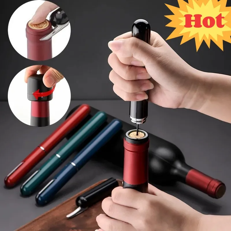

Safety Air Pump Red Wine Bottle Opener with Foil Cutter Air Pressure Corkscrew Popper Stainless Steel Pin Wine Cork Remover