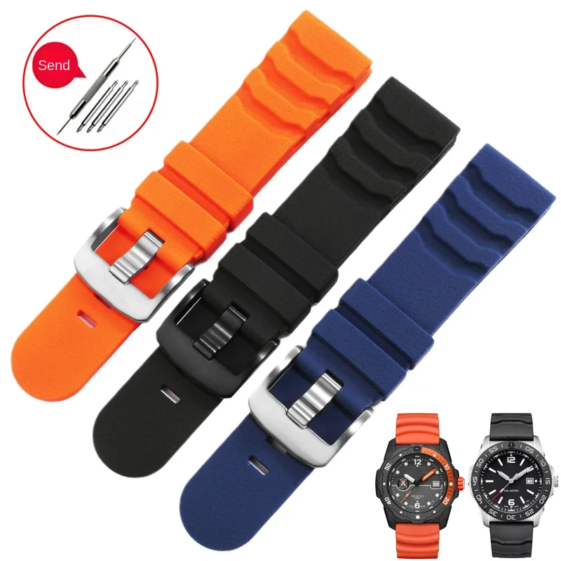 

Rubber Watch Strap With Substitute Lumenos Series 3749 3741 3723 3729 Model Flat Interface Silicone Watchband 24mm.