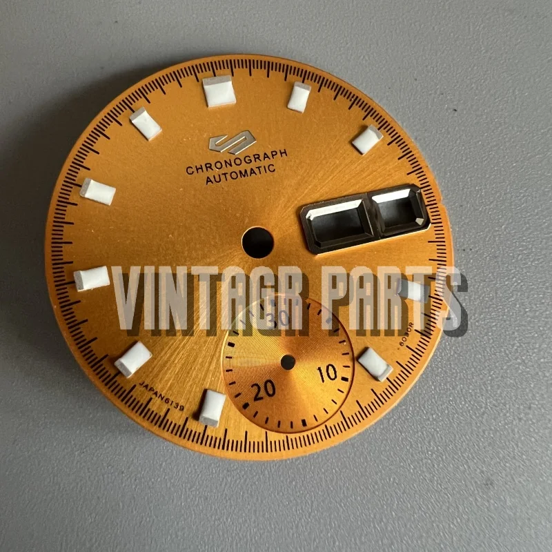 Батемные винтажные золотые серебристо-серые часы с циферблатом для SEIKO 6139 серия