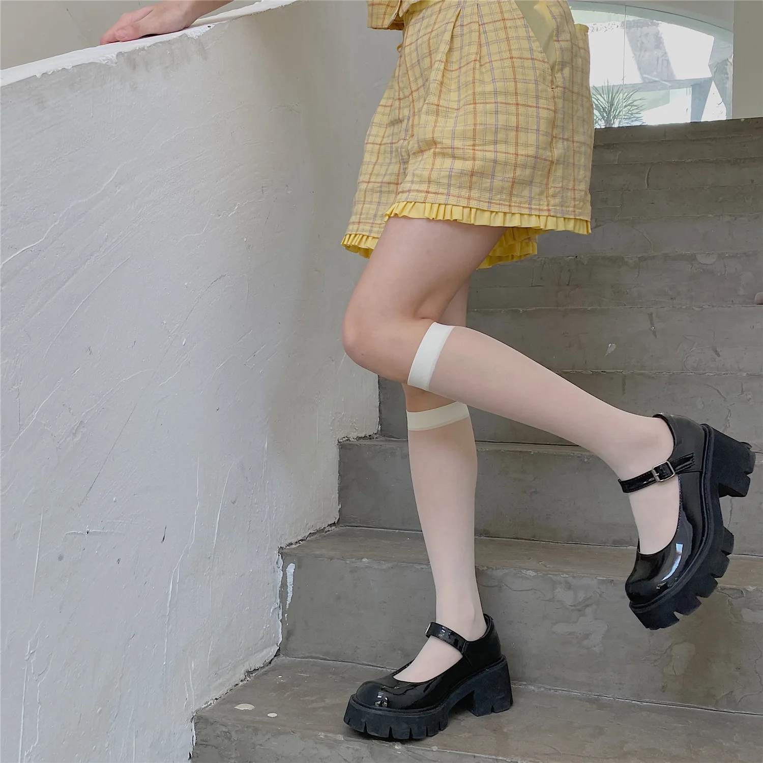 Женские Летние бесшовные ультратонкие прозрачные нейлоновые длинные гольфы JK |