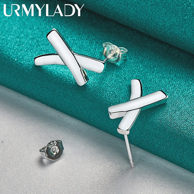

URMYLADY 925 Sterling Silver Cross Earring Stud Earrings for Women Wedding Engagement Fashion Charm Jewelry