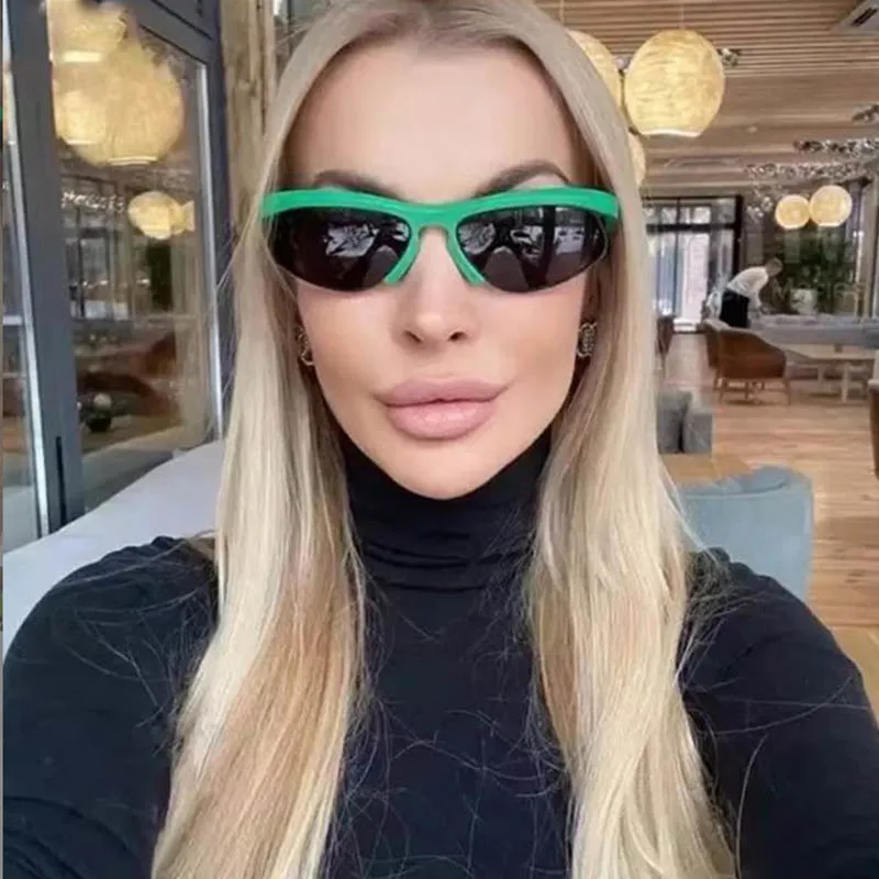 

Trend Steampunk Sunglasses Goggle Men Fashion Sun Glasses Punk Eyewear Female Y2K Semi Rimless Shades Mirror Eyeglasses UV400