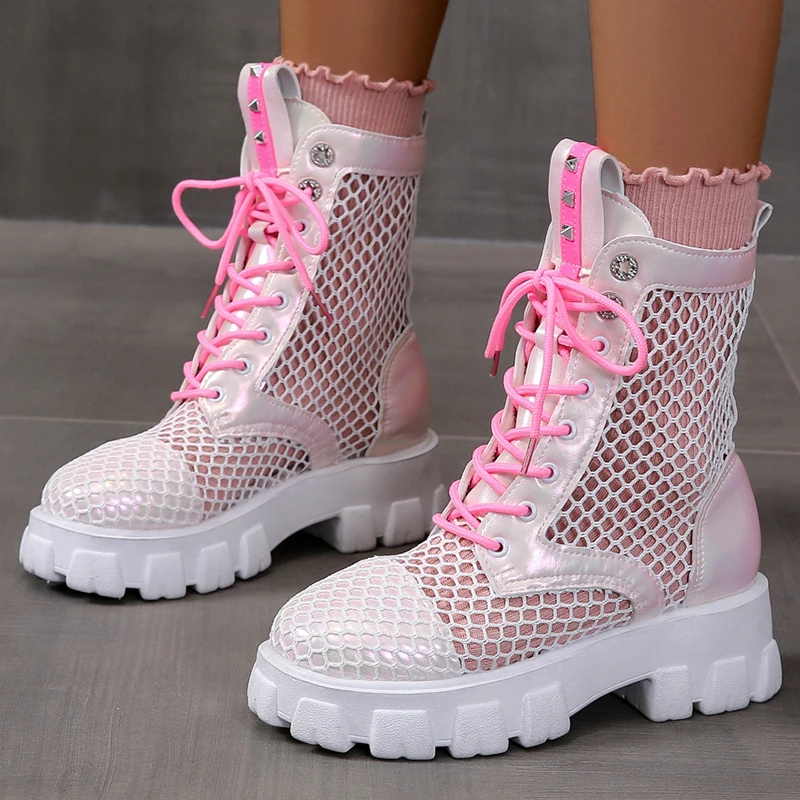 

2022 Summer Cool Boots Women Hollow Soft Shoes Ankle Boots for Women Summer Boots Mujer Big Size 43