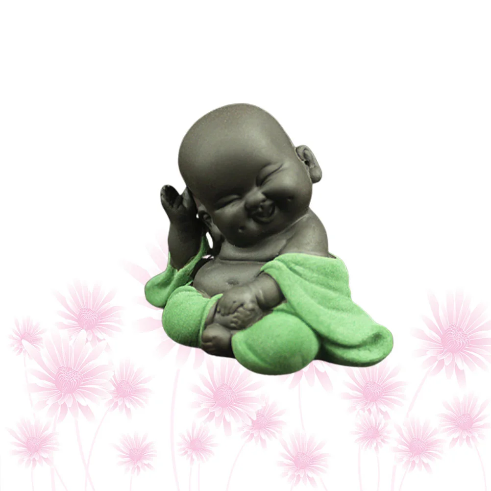 

Healifty Little Buddha Figurine Laughing Baby Buddha Statue Sculpture Lucky Gift Home Feng Shui Table Decorations Light Green