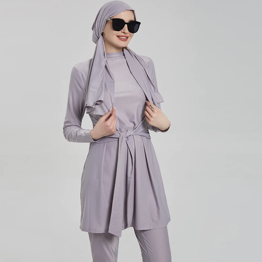 3Pcs Women Swimsuit Burkini Muslim Swimwear Borkini Modest Scarf Hijab Hair Hood Arab Turkey Islami Bathing Beach Pool Bourkini