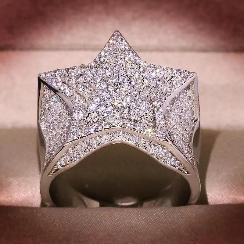 

Ring Five-pointed star inlaid zircon ring engagement wedding anniversary gift