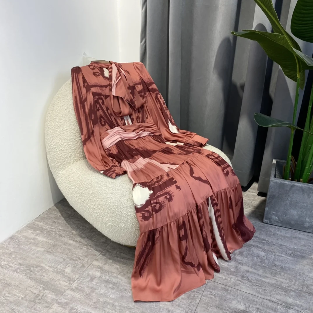 

Worldcloset Top Quality Fashion Print Dresses Women 2023 Vintage Hot Sale Lady Clothing for Holiday