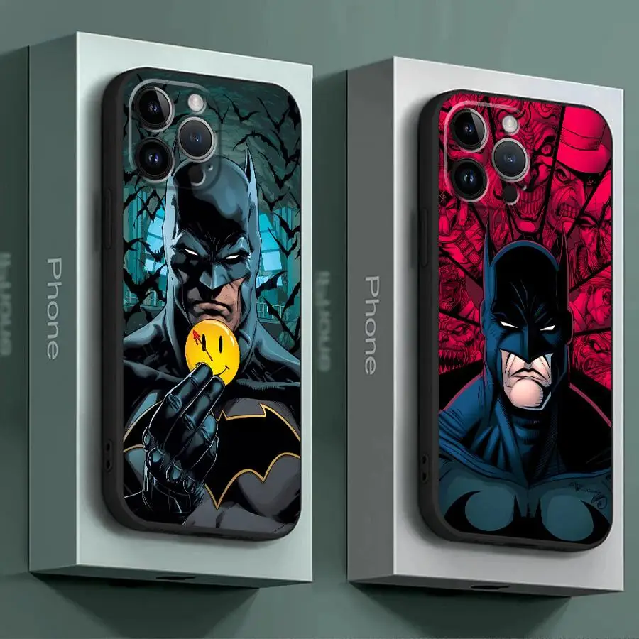 Super Hero Black B-Batman Phone Case for Apple iPhone 15 16 Pro XS Max 13 14 Plus XR SE 7 8 12 11 plus Matte