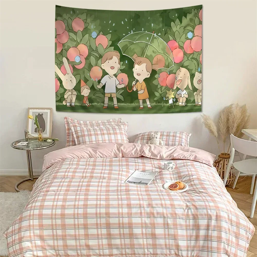 Милый Кавайный Гобелен С Зелеными Растениями Настенный Хипстерский Богемный