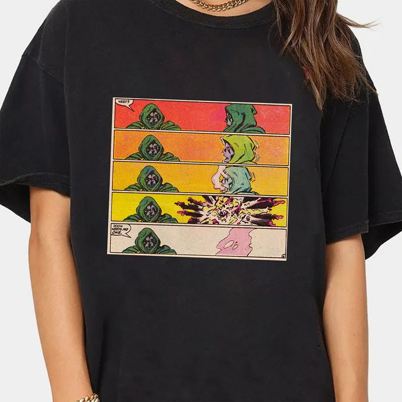 

Футболка MF DOOM Rapper, забавная женская футболка, летняя повседневная свободная женская уличная одежда, мужские топы, одежда для гранжа