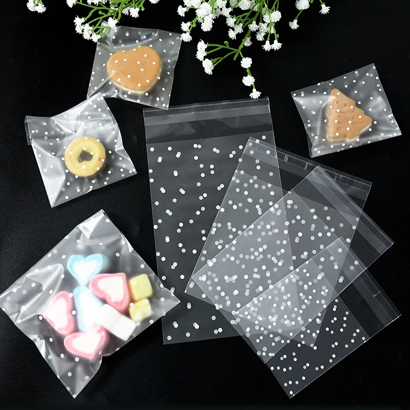 

100pcs Transparent Dot Candy Bags Cookies Snack Chocolate Packaging Self Adhesive Bags For Wedding Birthday Party Decoration