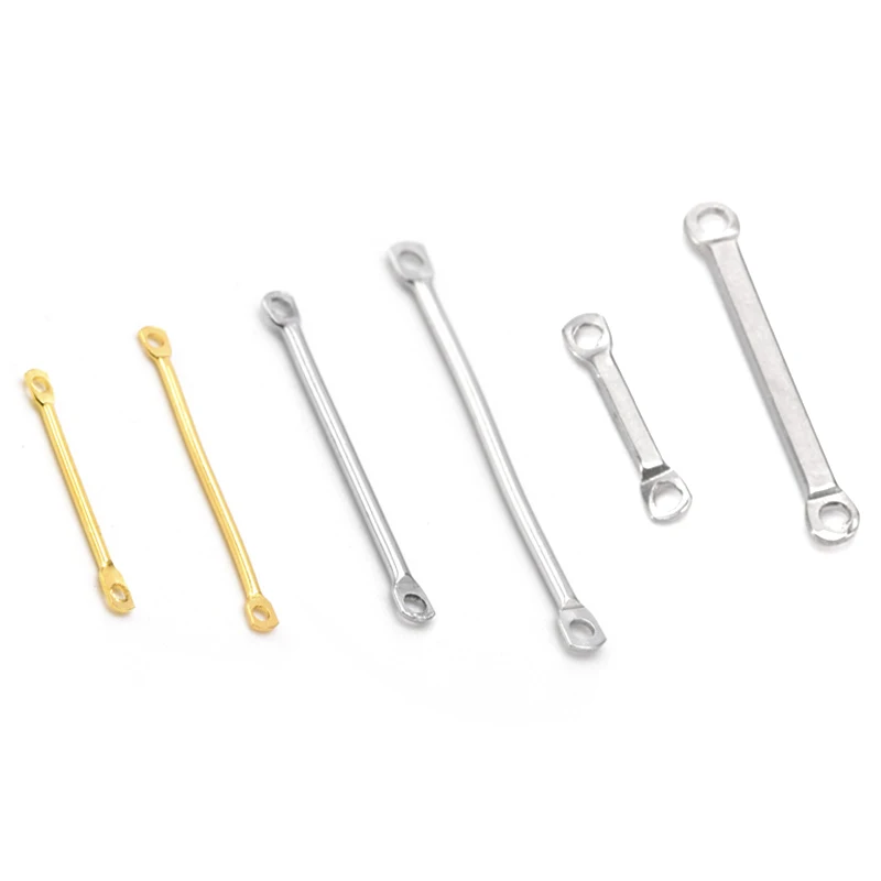 

10Pcs Stainless Steel Gold Plated Bar 2-Hole Earring Connectors Rectangular Stick Earrings Charms For Diy Jewelry Making Finding