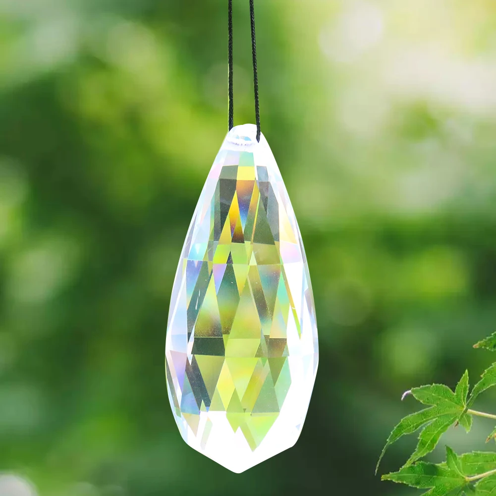 

Muy Bien 75mm Faceted Crystal Prism SunCatcher Rainbow Maker Hanging Crystal Chandelier Parts DIY Home Decor Accessories