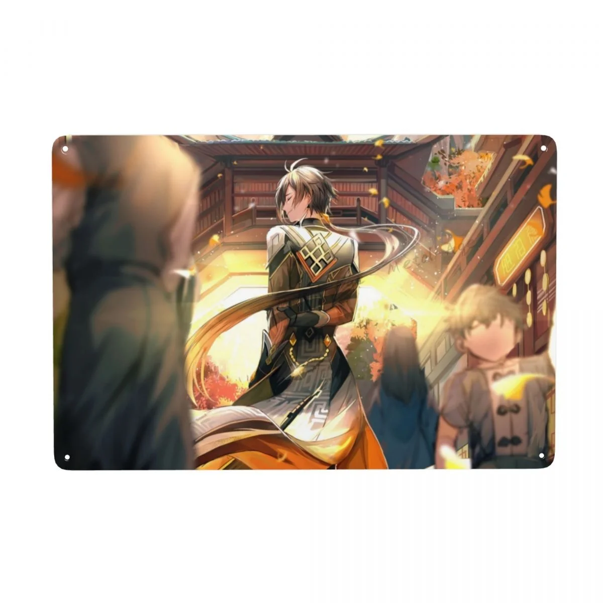 

Zhongli металлические жестяные знаки Genshin ударная игра искусственная живопись домашний бар декор комнаты настенное искусство винтажный совре...