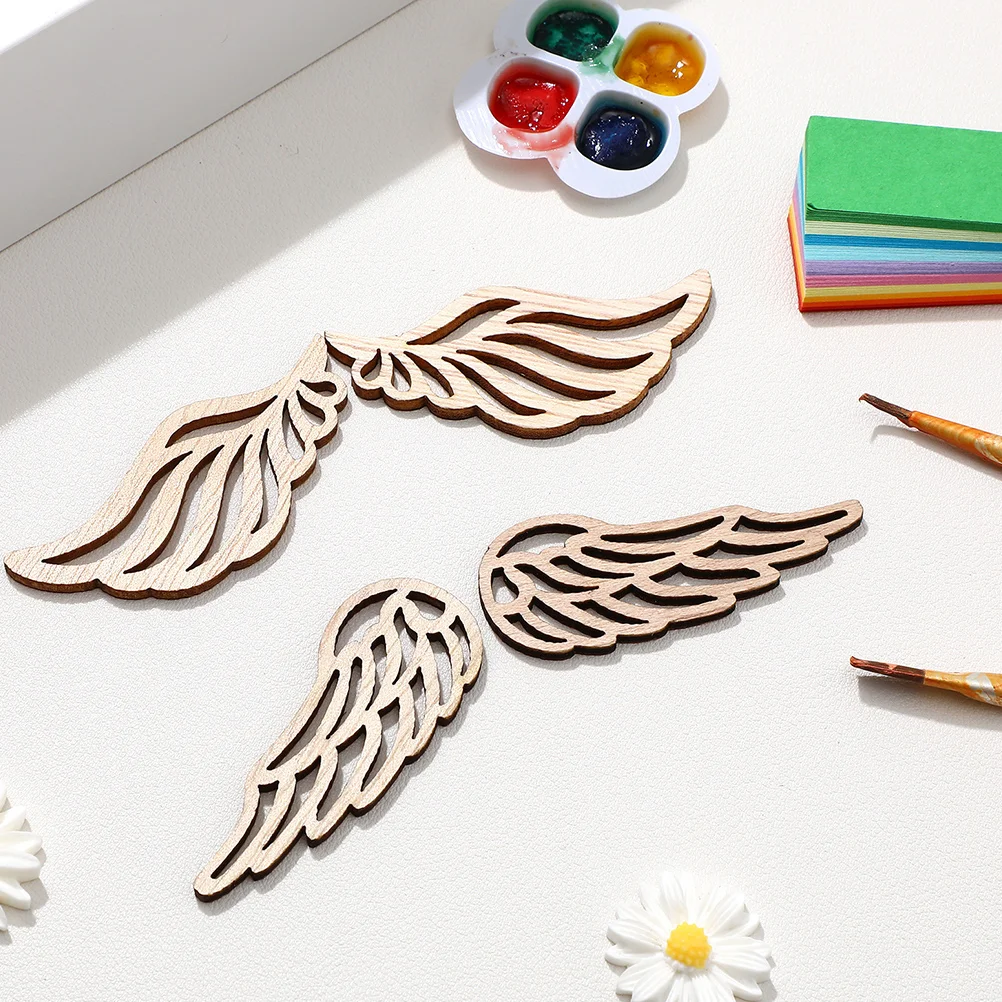 

Wood Wings Cutouts Angel Wing Shape Ornament Embellishment DIY Tags Angel Wings Natural Wood Chip Perforated Patch