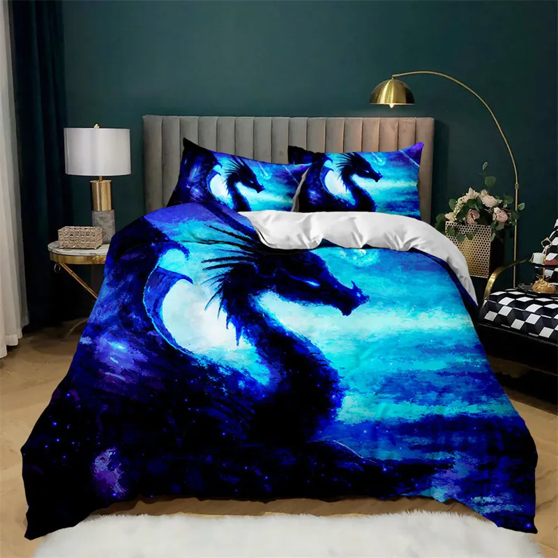 

Gothic Theme Monster Comforter Cover For Children Boys Teen Flying Dragon Duvet Cover Microfiber Ancient Wild Animal Bedding Set