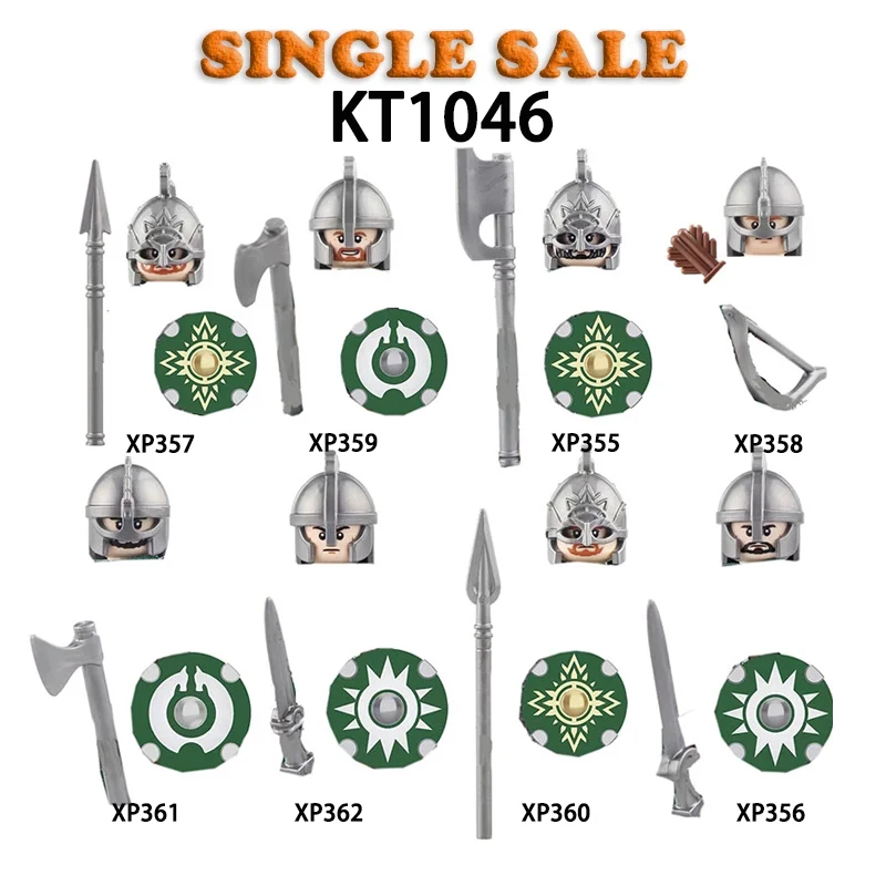 

Single Sale KT1046 Koruit Medieval Knight Lord Rohan Warrior Helmet Shield Weapon Armor Accessories Figures Building Blocks Toys