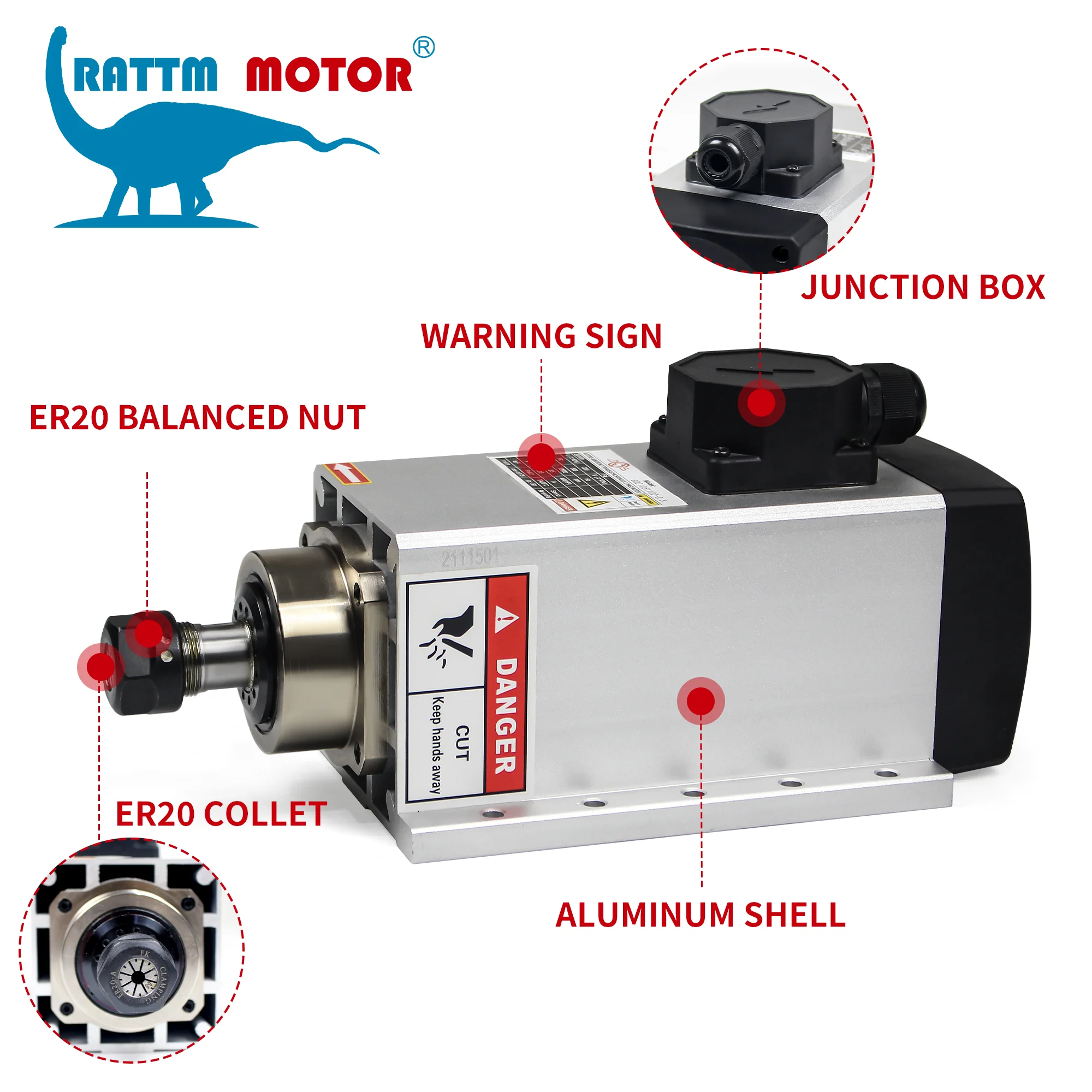 [CN/EU】 220V/380V CNC Шпиндельный двигатель для фрезерного станка с ЧПУ 3 КВТ