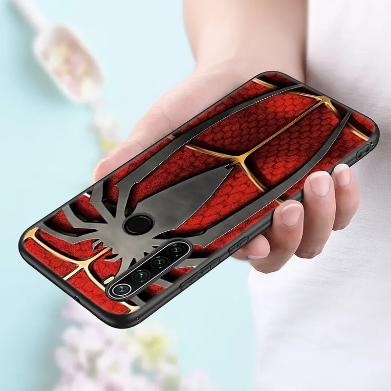 Черный чехол для телефона с логотипом Marvel Человек-паук Xiaomi Mi POCO X5 X4 X3 NFC F4 F3 GT 5G C50 C55