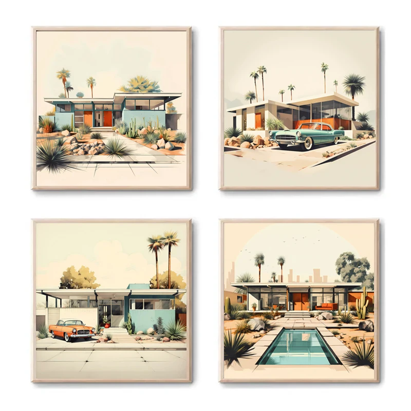 Акварель искусство интерьера помещения пейзаж ручной шрифт постер холст