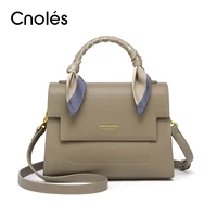 cnoles cowhide women handbags 2022 trend scarf fashion elegant designer luxury top handle bag ladys shoulder bags