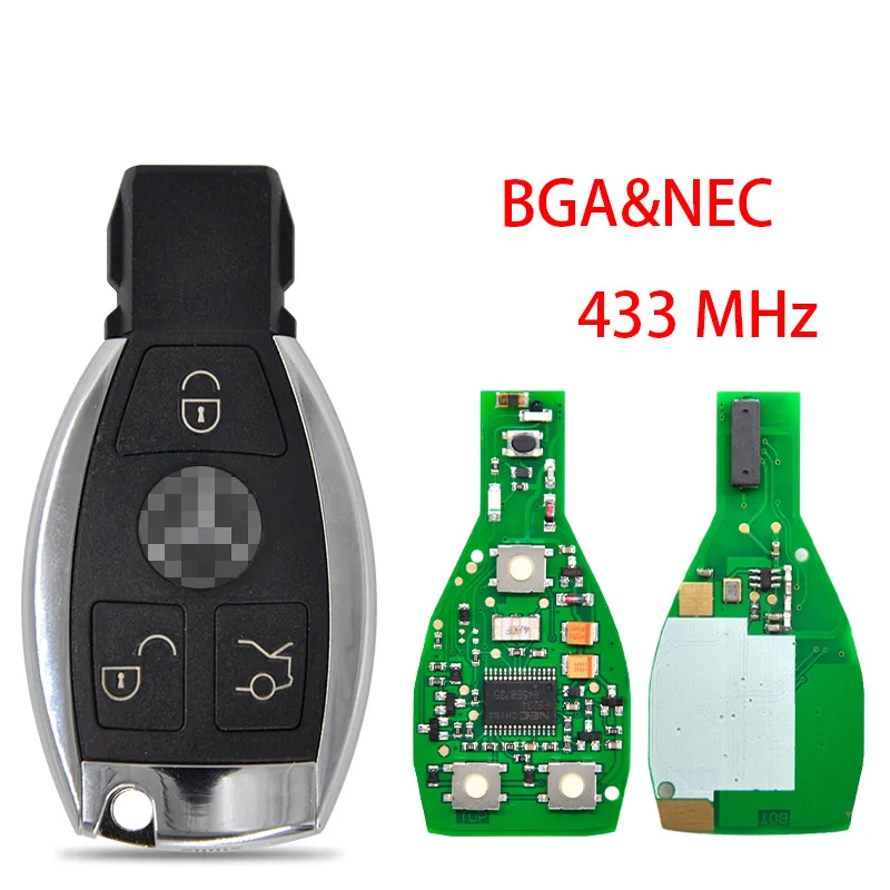 

2pcs Car Remote Key For Mercedes Benz A C E S Class BGA NEC 433 Mhz Auto Smart Control Replacement Car Blank Key