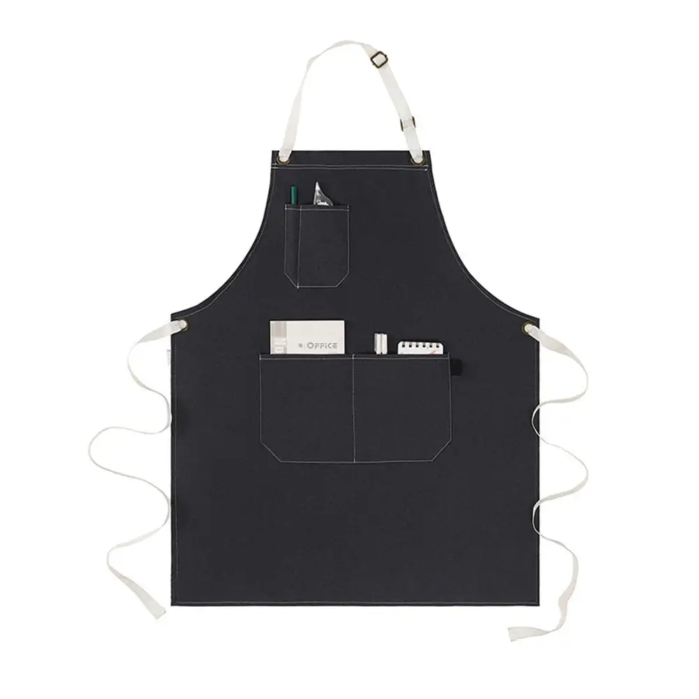

Kitchen Denim Cooking Apron With Pockets Adjustable Straps Stain Resistant Chef Apron For Kitchen Accessories