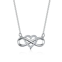 rhinestone heart dangle pendant necklace for female infinite design jewelry for girfriend mom birthday gift