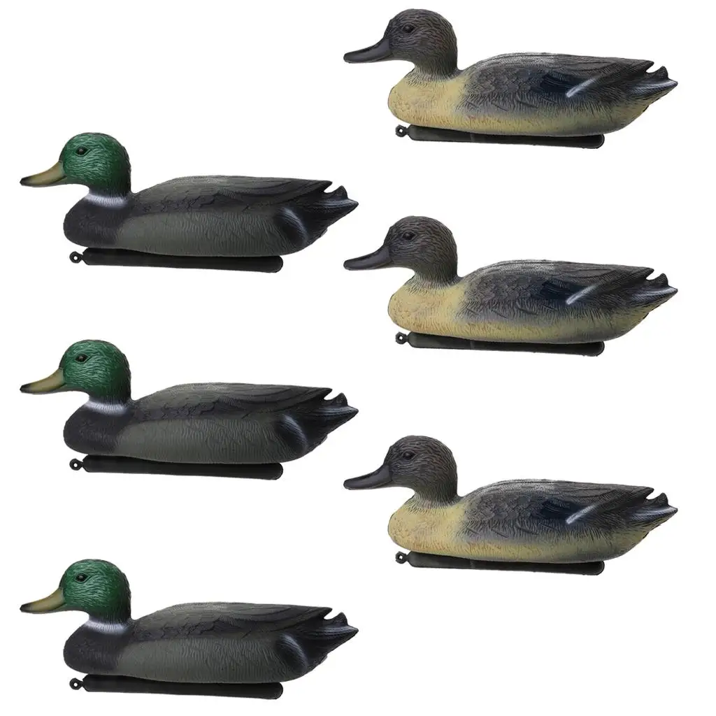 

6 Pieces 3D Lifelike Male Duck Decoys Outdoor Hunting Shooting Fake Bird Duck Decoy Mallard Drake Decoy Durable & Lightweight