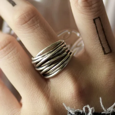 Серебряное регулируемое открытое кольцо BFCLUB