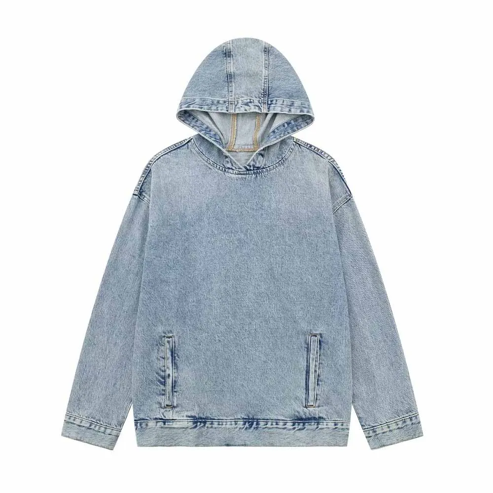 

Толстовка Женская джинсовая с капюшоном, в стиле ретро