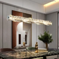 modern minimalist chandelier light luxury crystal chandeliers for bedroom kitchen stainless steel adjustable three color dimming