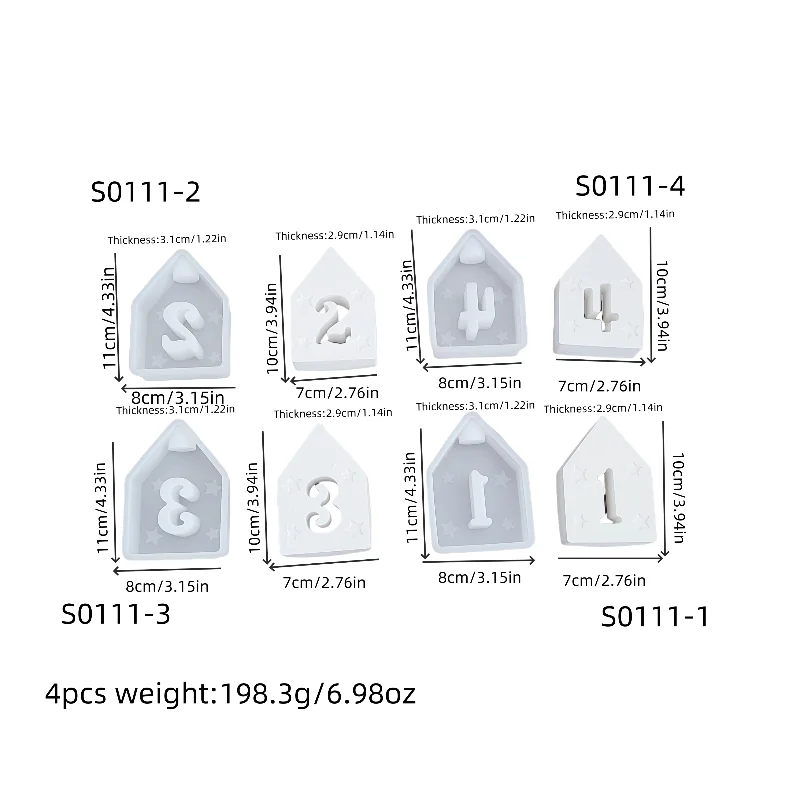 Силиконовая форма в виде цифр и сердечек для рождественской елки гипсовая
