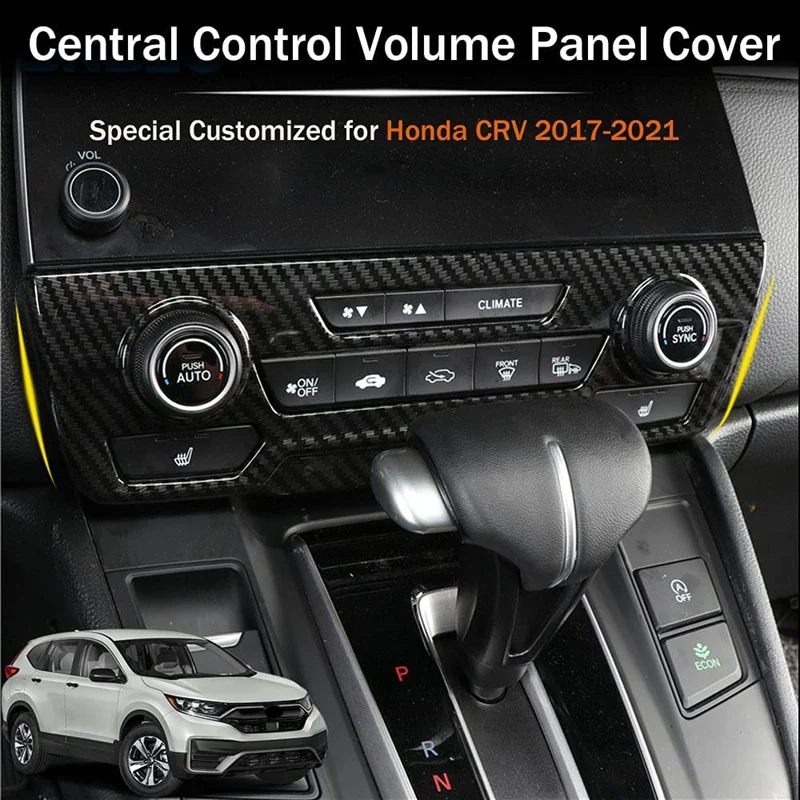 

Car Carbon Fiber Interior Console Air Condition Multimedia Adjust Panel Cover Trim for Honda CRV CR-V 2017-2021