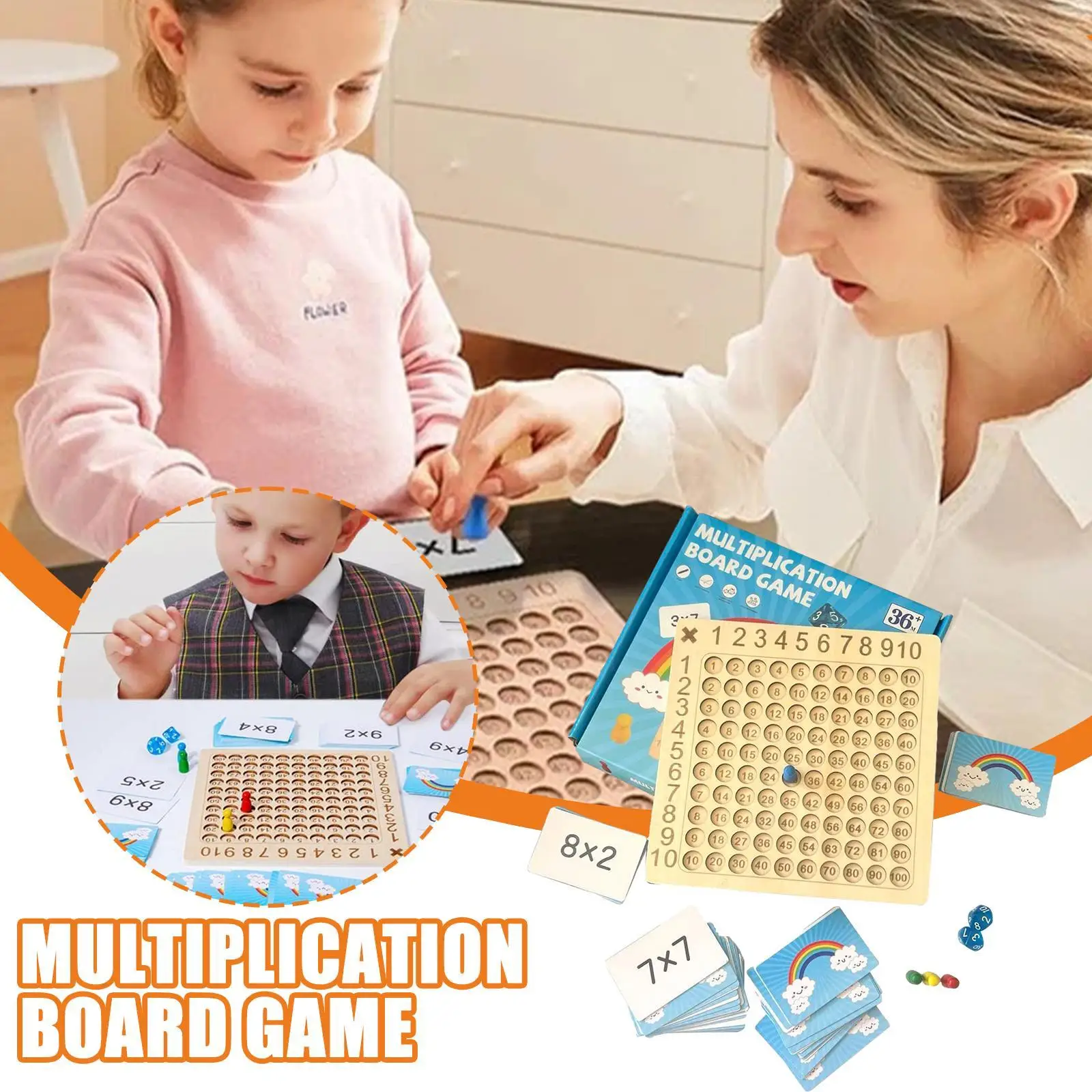 

Новая настольная игра Монтессори с деревянным умножением, детские математические Обучающие игрушки, доска с подсчетом, интерактивная игра ...