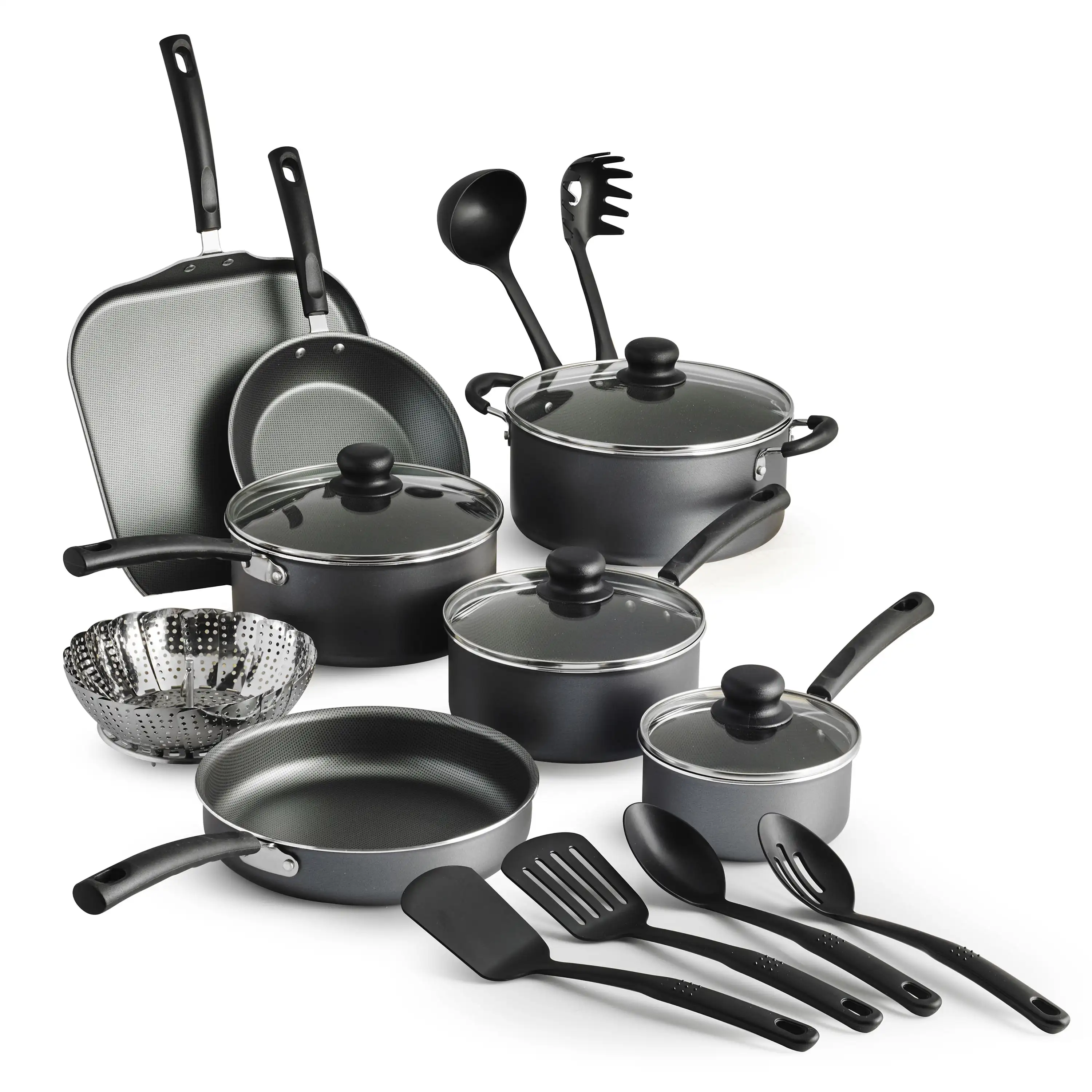 

Primaware 18 Piece Non-stick Cookware Set, Steel Gray