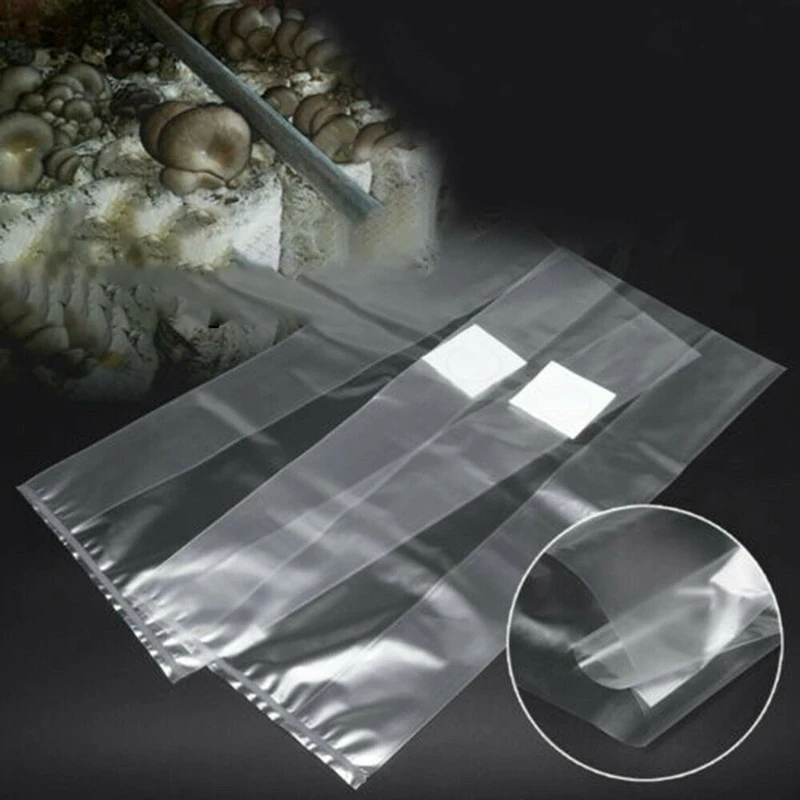 Promotion! 50Pcs PVC Mushroom Spawn Grow Bag Substrate Clear Bags High Temp Pre-Sealable |