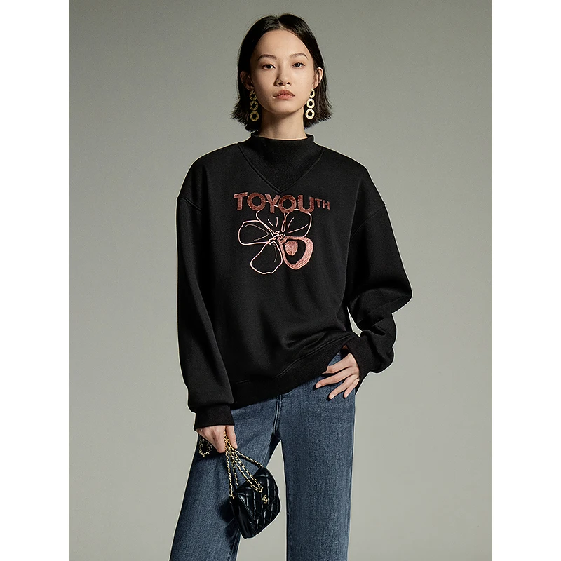 Женская плюшевая Толстовка с длинным рукавом вышивкой