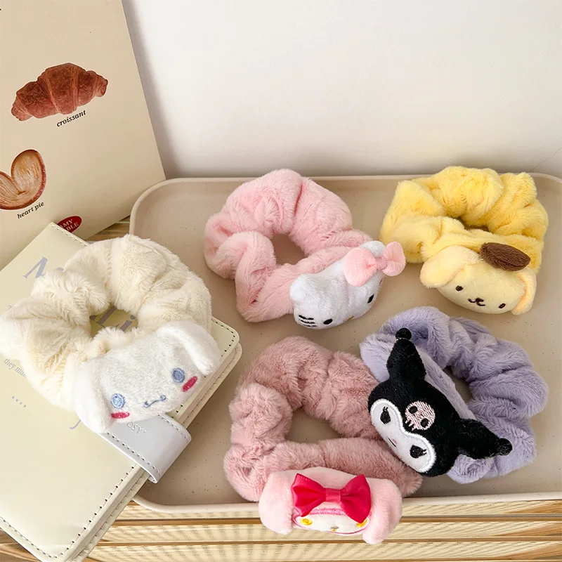 

Осенне-зимний стиль Sanrio My Melody Kuromi Cinnamoroll милая плюшевая кукла большая петля для волос универсальные украшения для волос для студентов