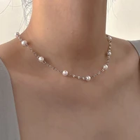 korean design irregular imitation pearls necklace fashion temperament simple clavicle chain accessories
