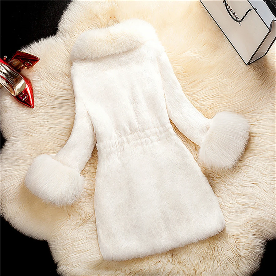 Mid-length Oversized 5XL Winter Faux Fox Fur Coat Women Plush Warm Luxury Overcoat Thick Korean Outwear Snow Jacket Furry Parkas