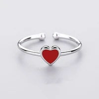 tulx minimalist silver color red heart rings for women jewelry adjustable vintage antique finger engagement ring party gift