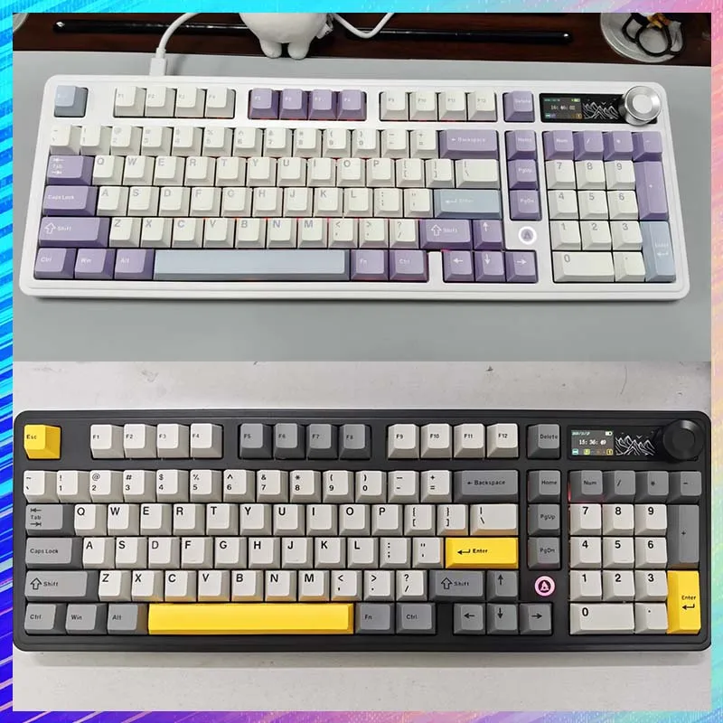 Фото Игровая механическая клавиатура AJAZZ AK980 V2, три режима подключения (проводной/2.4G/BT), с цветным экраном, полноразмерная, с возможностью горячей замены переключателей, для киберспорта и офиса №1