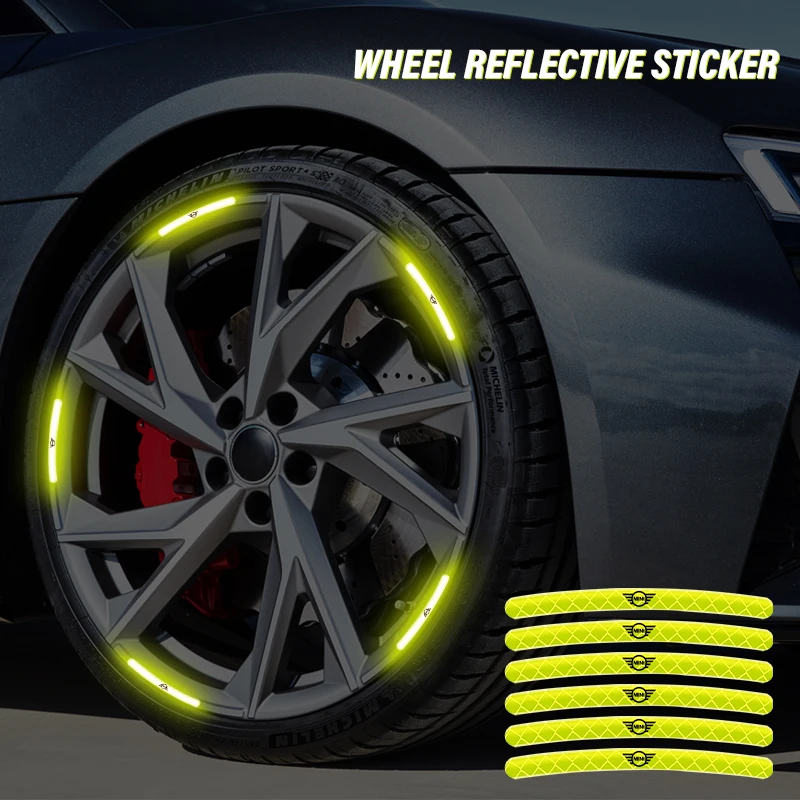 

20pcs Car Wheel Hub Reflective Sticker Tire Rim Strips Luminous Decals Accessories For Bmw Mini Cooper S R50 R52 R53 R55 R58 R59